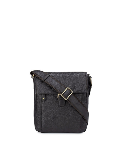 

Da Milano Men Brown Textured Messenger Bag