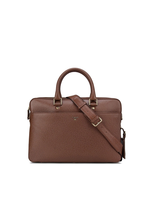 

Da Milano Unisex Brown Textured Leather Laptop Bag
