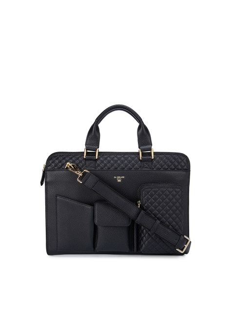 

Da Milano Unisex Black Textured 13 inch Laptop Backpack