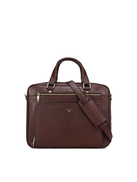 

Da Milano Unisex Brown Textured Leather Laptop Bag