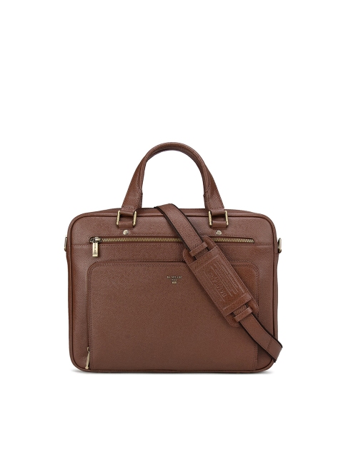 

Da Milano Unisex Brown Textured Leather 15 Inch Laptop Bag