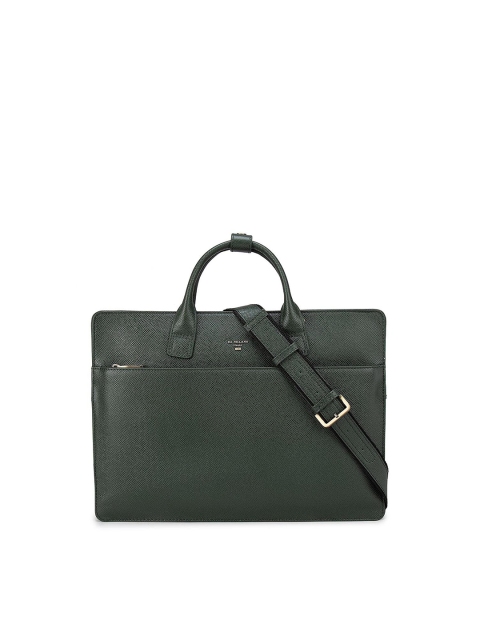 

Da Milano Unisex Green Textured Leather Laptop Sleeve