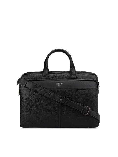 

Da Milano Unisex Black Textured Leather Laptop Bag