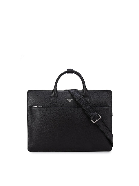 

Da Milano Unisex Black Textured Leather Laptop Sleeve