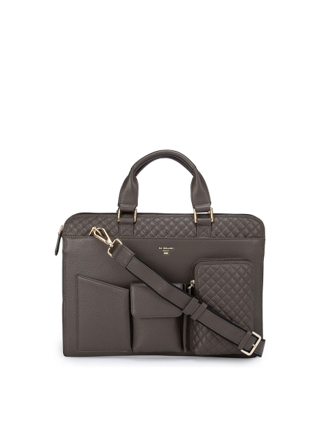 

Da Milano Unisex Brown Textured 13 Inch Leather Laptop Bag