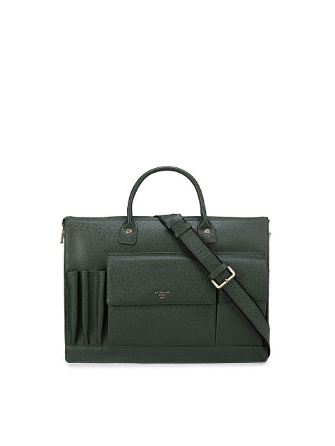

Da Milano Unisex Green Textured 15 Inch Leather Laptop Bag