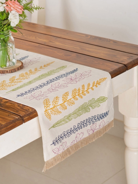 

The Yellow Dwelling Off-White Floral Printed 6 Seater Table Runner