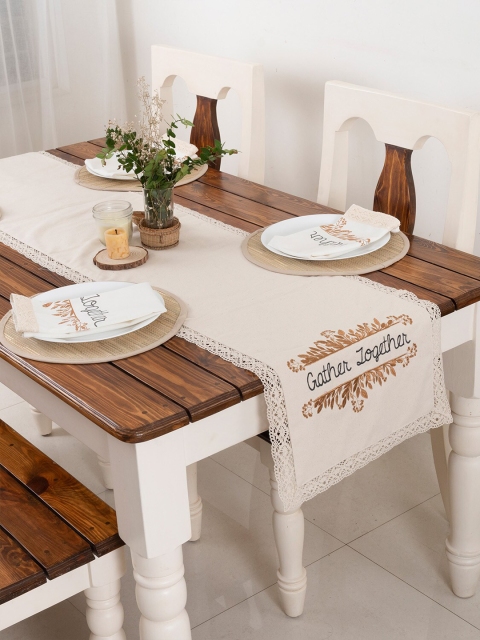 

The Yellow Dwelling Beige & Brown Printed Table Runner