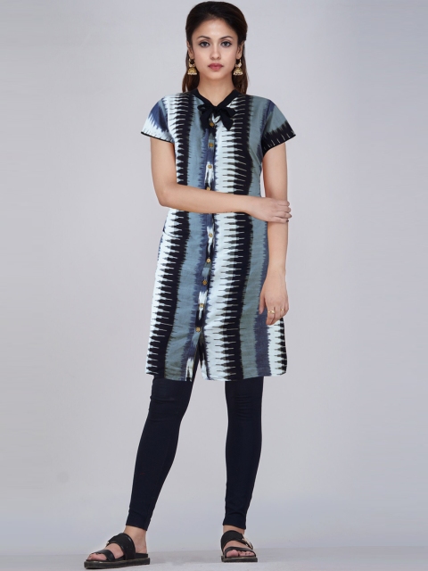 

Unnati Silks Women Black Thread Work Handloom Kurta