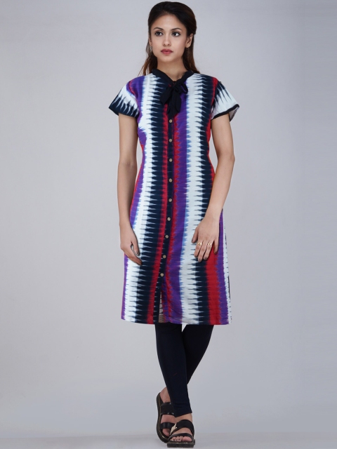 

Unnati Silks Women Multicoloured Thread Work Handloom Kurta, Multi