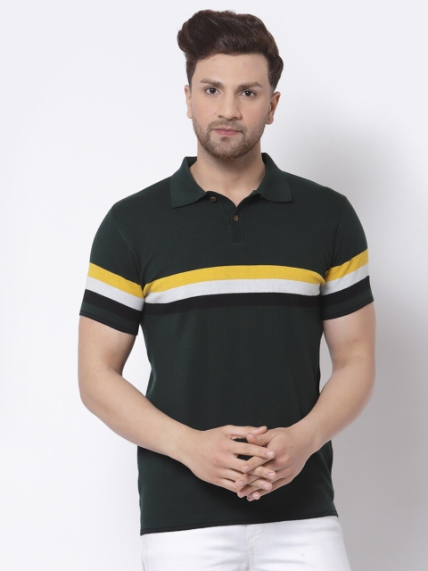 

Kalt Men Yellow Striped Polo Collar T-shirt
