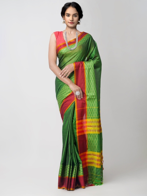 

Unnati Silks Green & Maroon Woven Design Pure Cotton Chettinad Saree