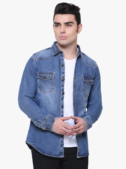 

Southbay Men Blue Smart Slim Fit Faded Casual Denim Shacket