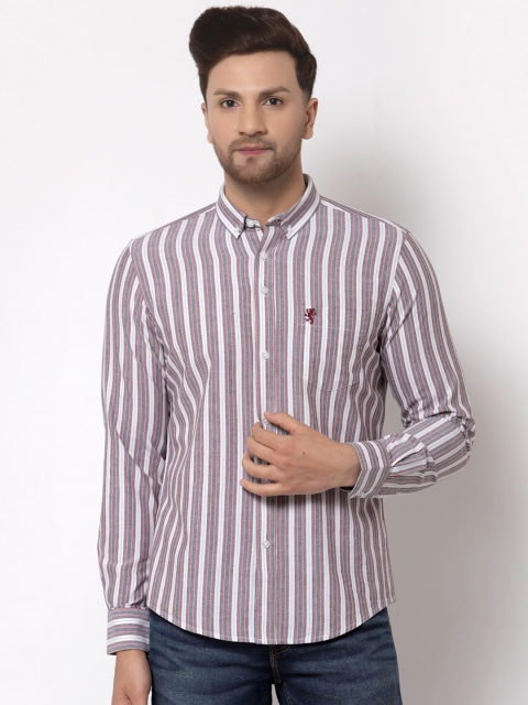 

Red Tape Men White & Grey Striped Regular Fit Pure Cotton Casual Shirt