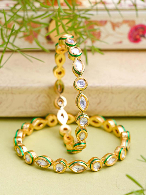 

Tistabene Set of 2 Gold-Plated Traditional Kundan-Studded Bangles