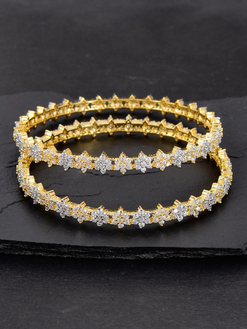 

Tistabene Set Of 2 Gold-Plated White Stone-Studded Bangles