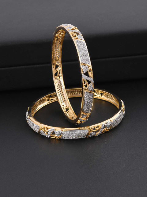 

Tistabene Set Of 2 Gold-Plated White Stone-Studded Bangles