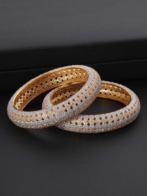 

Tistabene Set Of 2 Gold-Plated White Stone-Studded Bangles