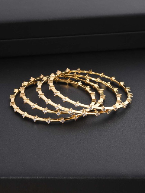 

Tistabene Set Of 4 Gold-Plated White Stone-Studded Bangles