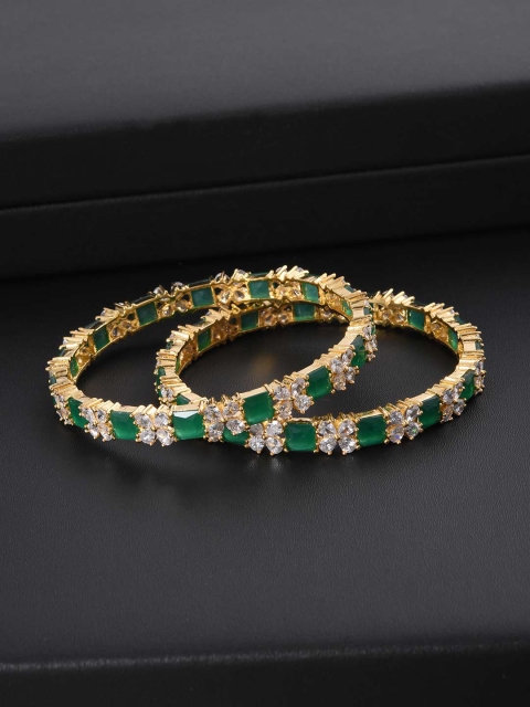 

Tistabene Set Of 2 Gold-Plated Stone-Studded Kada Bangles