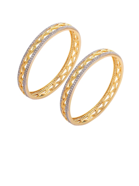 

Tistabene Set of 2 Gold-Plated White Stone-Studded Bangles