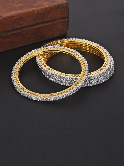 

Tistabene Set Of 4 Gold-Plated White Stone-Studded Bangles