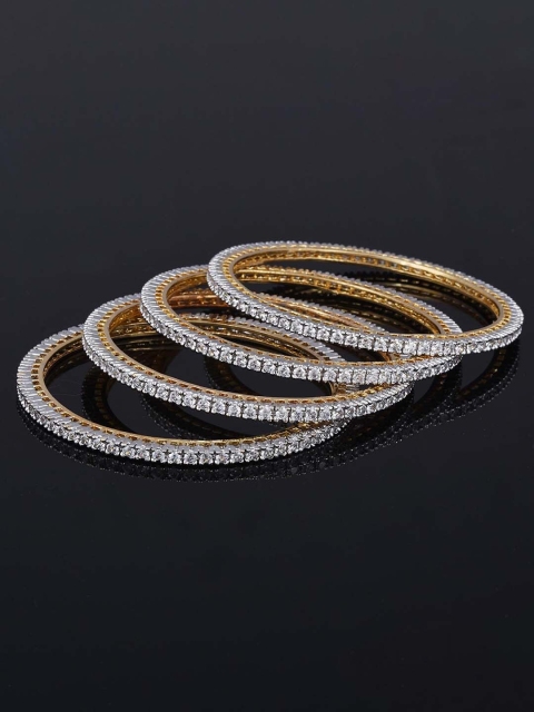 

Tistabene Set Of 4 Gold-Plated White Stone-Studded Bangles