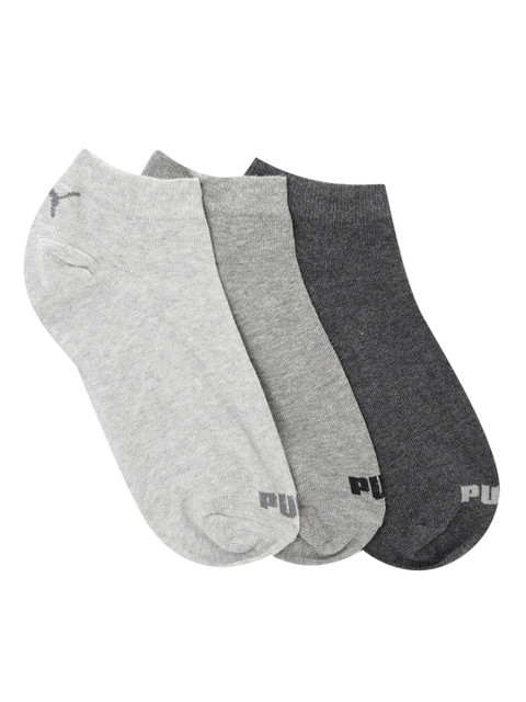 

Puma Unisex Pack of 3 Grey Solid Ankle Length Socks