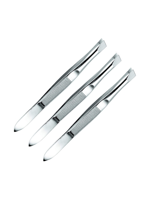 

KAZARMAA Set Of 3 Slant Tweezers, Silver