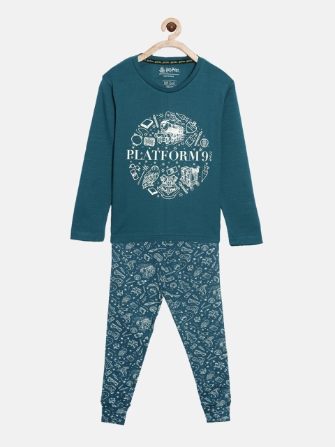 

Nap Chief Unisex Kids Blue & White Harry Potter Platform 9 Printed Pure Cotton Night Suit