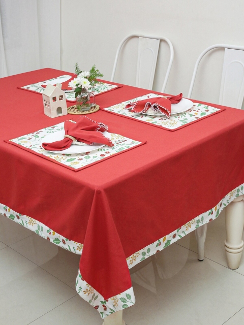 

The Yellow Dwelling Red & White Printed Cotton 4-Seater Table Cover