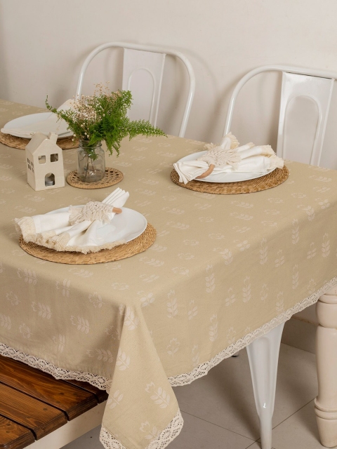 

The Yellow Dwelling Beige & White Printed 6-Seater Table Cover
