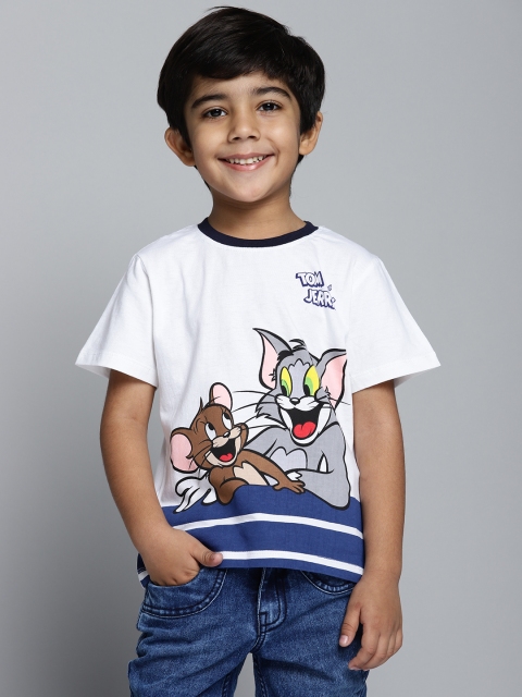 

YK Warner Bros Boys White & Blue Tom & Jerry Printed Cotton T-shirt