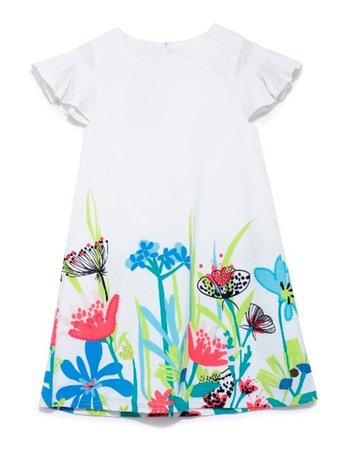 

UNDER FOURTEEN ONLY White & Blue Floral A-Line Dress