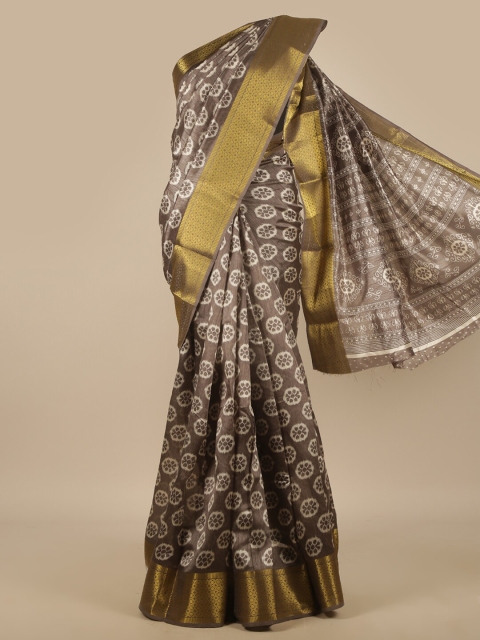 

Pothys Grey & White Floral Printed Zari Saree