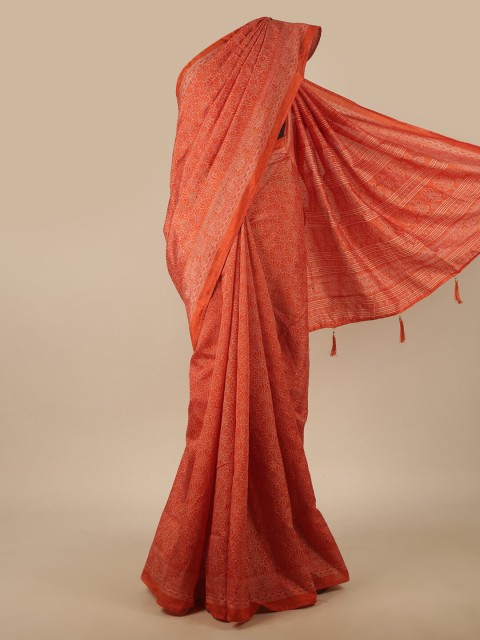

Pothys Rust Floral Printed Cotton Blend Saree