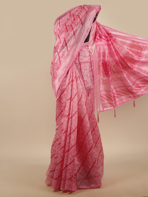 

Pothys Pink Floral Printed Cotton Blend Saree