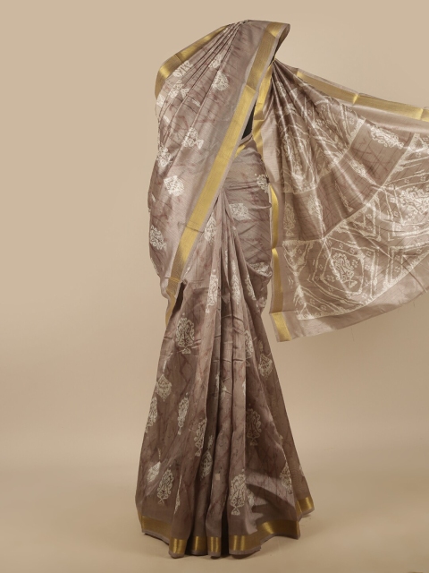 

Pothys Grey & White Ethnic Motifs Printed Zari Saree