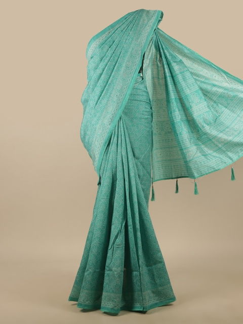 

Pothys Green & White Floral Printed Saree