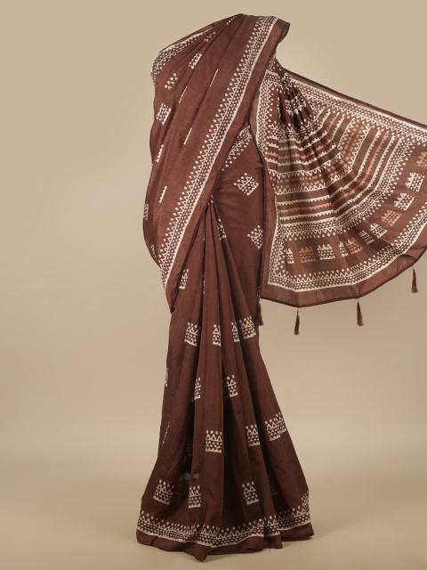 

Pothys Brown & White Ethnic Motifs Saree