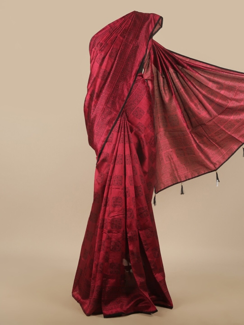 

Pothys Fuchsia & Black Ethnic Motifs Saree