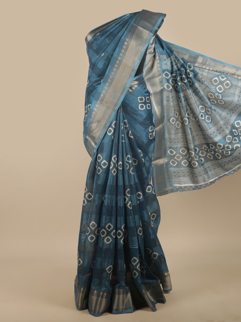 

Pothys Blue & White Zari Saree