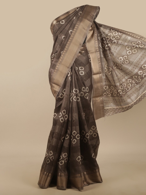 

Pothys Grey & White Printed Zari Saree
