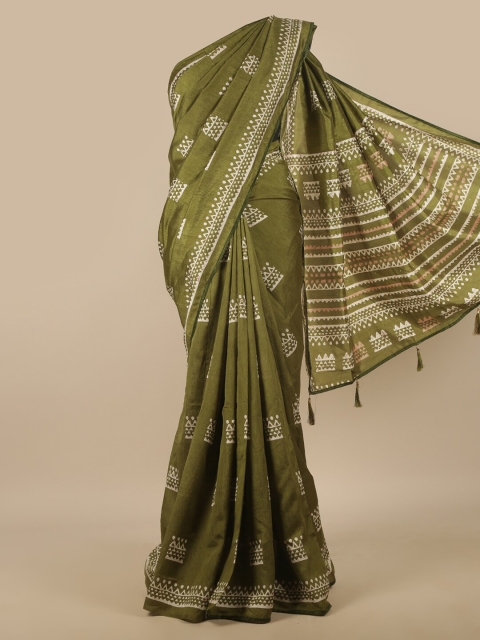 

Pothys Green & White Ethnic Motifs Saree
