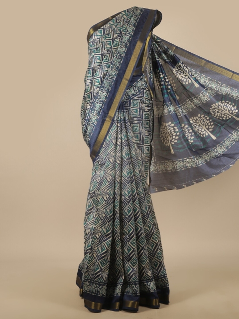 

Pothys Blue & White Printed Saree