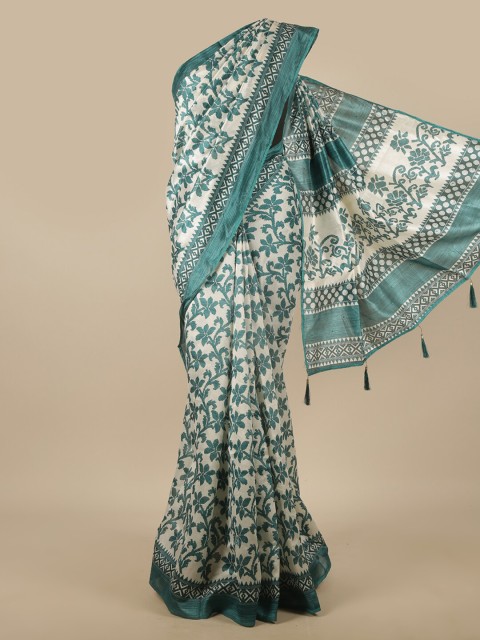 

Pothys White & Blue Floral Saree