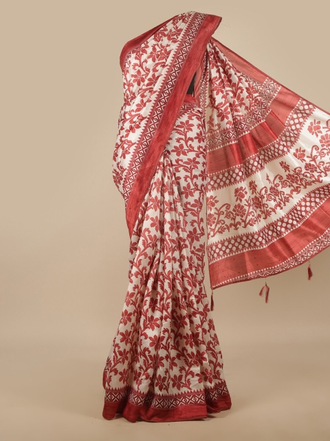 

Pothys White & Maroon Floral Saree