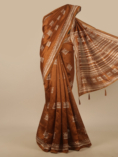 

Pothys Brown & Off White Ethnic Motifs Printed Saree