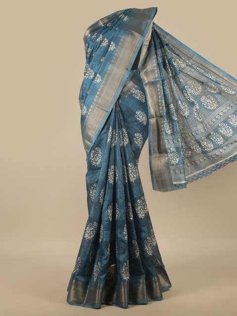 

Pothys Blue & Off White Ethnic Motifs Saree