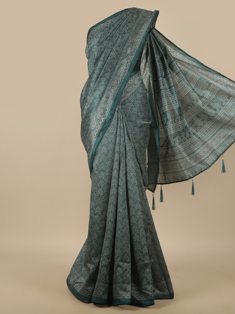 

Pothys Blue Floral Printed Cotton Blend Saree